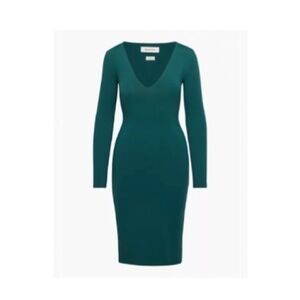 Aritzia Babaton Contour V-Neck Long Sleeve Dress, size XL in Monarch Teal
